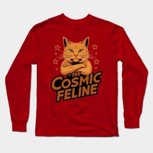 Orange Cat The Cosmic Feline Long Sleeve T-Shirt